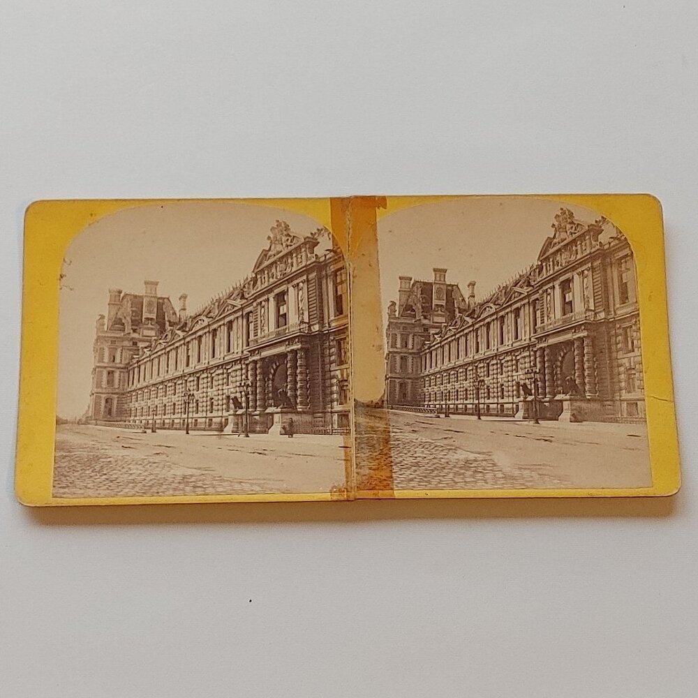 ANTIQUE STEREOGRAPH CARD Louvre Museum Paris France
